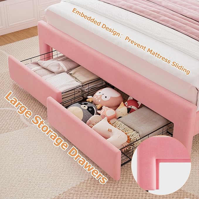 Queen Upholstered LED Bed Frame - Image 4