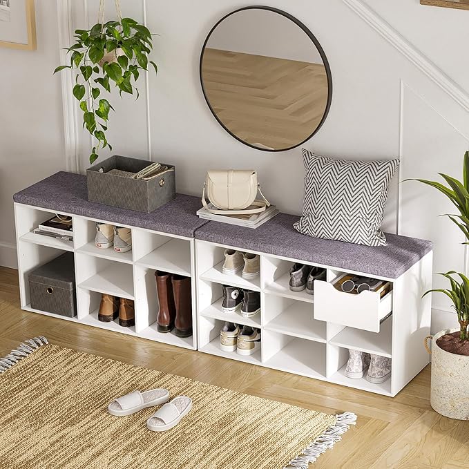 DINZI LVJ Shoe Bench, Entryway Storage Bench - Image 5