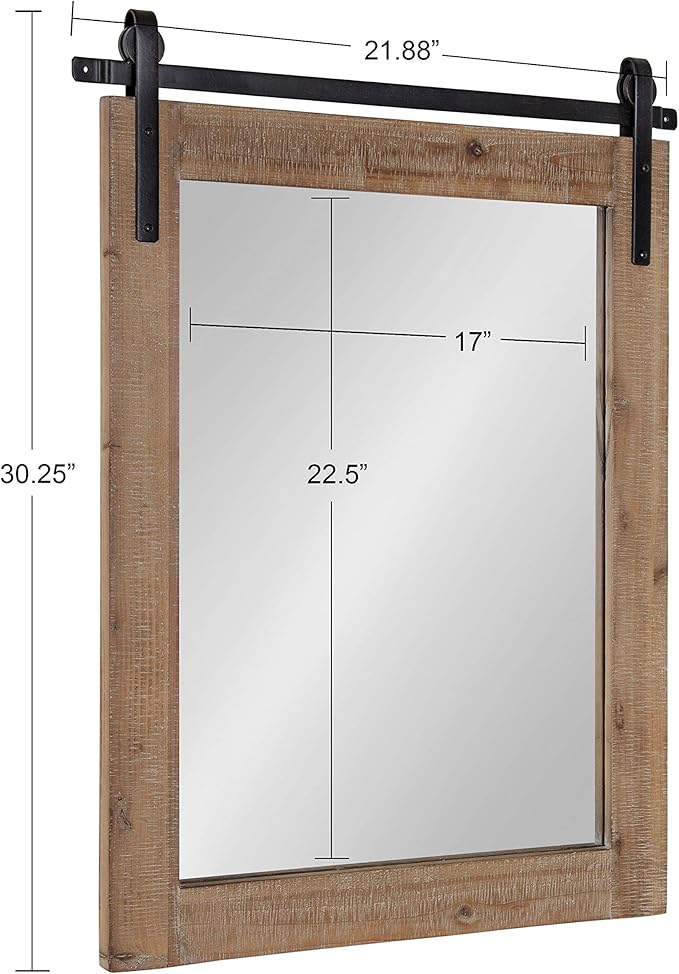 Kate and Laurel Cates Rustic Wall Mirror, Farmhouse Barn Door-Inspired Wall - Image 7