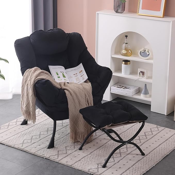 Lazy Chair with Ottoman, Modern Accent Chair Contemporary Lounge Leisure Sofa by SESHINELL