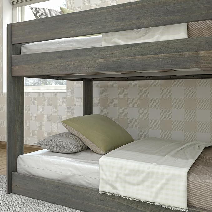 Max & Lily Modern Farmhouse Low Bunk Bed, Twin-Over-Twin Bed Frame - Image 5