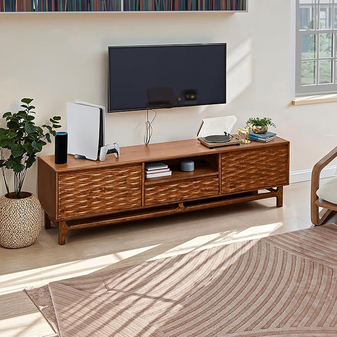 Acacia Elara Wood TV Stand for TVs up to 75+ Inch Entertainment Center - Image 2