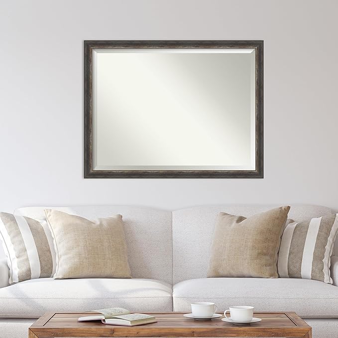 Amanti Art Brown Wall Mirror 34x44 Bark Rustic Char Narrow Rectangle Bathroom - Image 5
