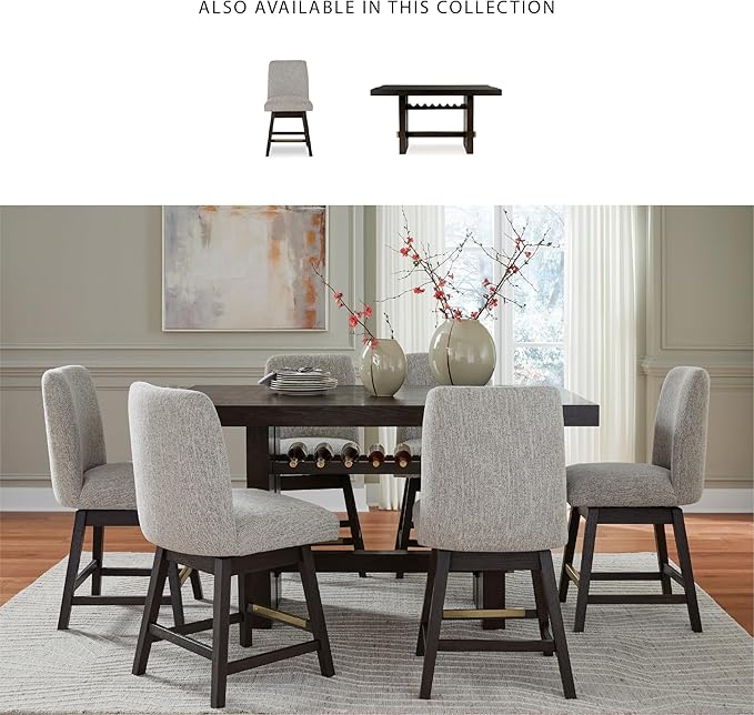 Signature Design by Ashley Burkhaus Urban Counter Height Upholstered Swivel Bar - Image 6