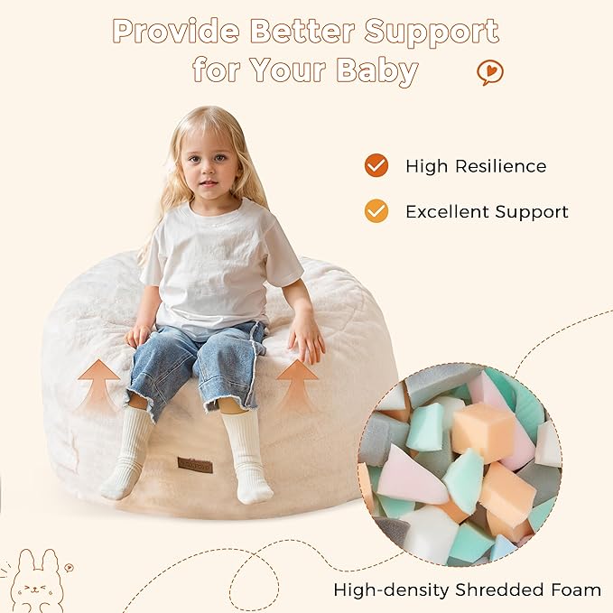 MAXYOYO Kids Bean Bag Chair, Stuffed Faux Fur Bean Bag - Image 8