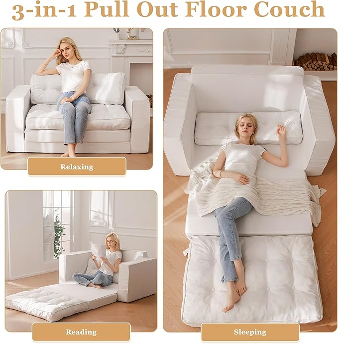 YOSHOOT Loveseat Sleeper Sofa, 3-in-1 Pull Out Floor Couch - Image 5