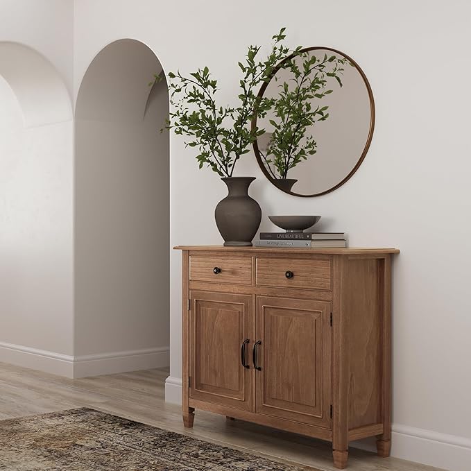 SIMPLIHOME Connaught 40-inch Wide Solid Wood Storage Cabinet in Medium Saddle - Image 2