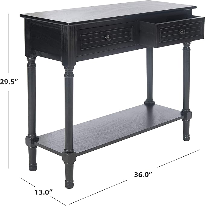 SAFAVIEH Home Collection Tate Black 2-Drawer Bottom Shelf Console Table CNS5720B - Image 2