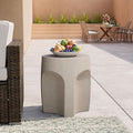 COSIEST Concrete Side Table Drum Shape, Patio Accent Table Cement End Tables by COSIEST