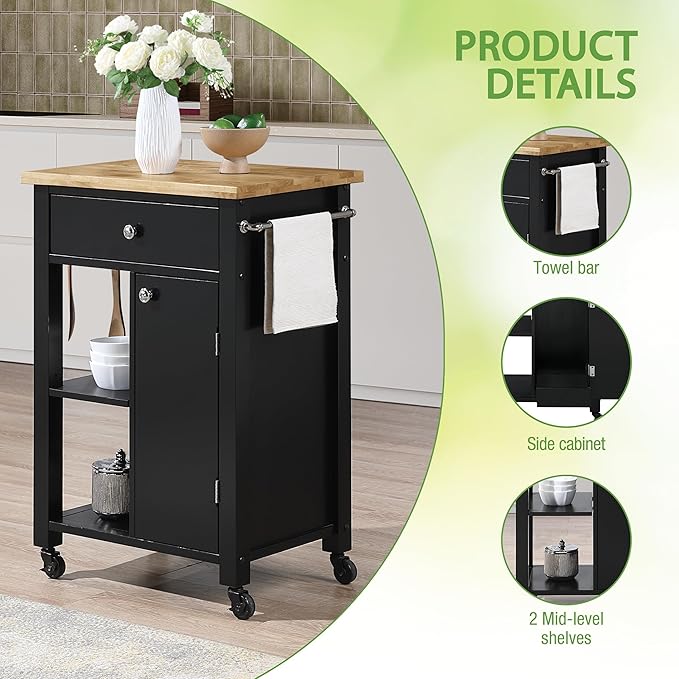 OSP Home Furnishings Derry Modern Farmhouse Kitchen Cart - Image 6