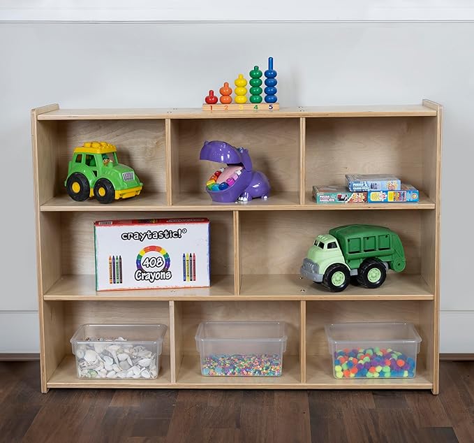 Birch Cubby Storage Organizer Bookcase, 3-Tier Open Shelves, 8-Cube Storage by RRIGoods