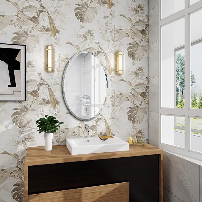 Oval Bathroom Mirror, 18X26 inch Oval Frameless Mirror, Frameless Mirrors - Image 5