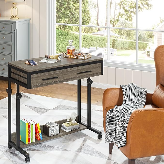 Tribesigns Portable Desk with Drawers, Mobile Laptop Desks with Wheels - Image 4
