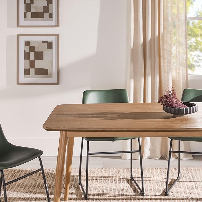 Walker Edison Mid-Century Modern Solid Wood Tapered-Leg Dining Table, 59 Inch - Image 7