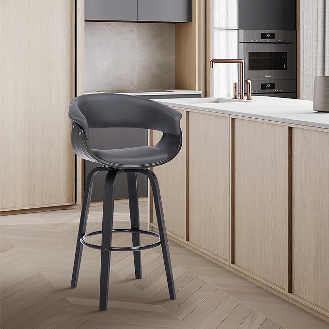 Armen Living Julyssa Mid Century Modern Swivel Bar Stool - Image 2