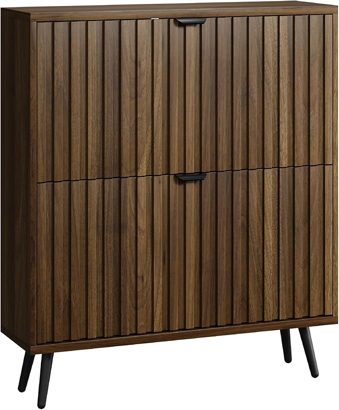 Smuxee Shoe Cabinet with 2 Flip Drawers, 31.5" Walnut Hidden Shoe Storage - Image 9