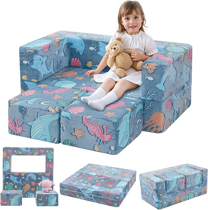 MeMoreCool Modular Kids Couch, Glow Play Toddler Couch by MeMoreCool