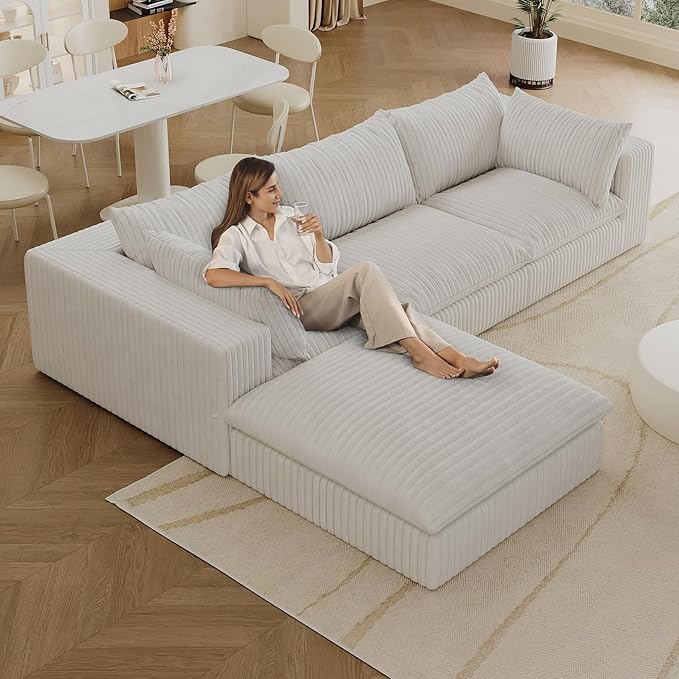 118.2" L Shaped Modular Sectional Cloud Couch - Image 5
