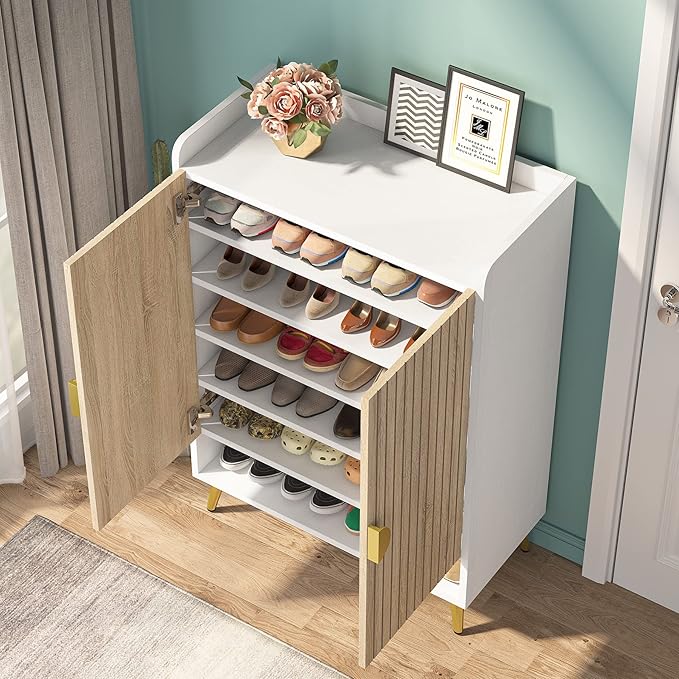 Tribesigns Shoe Cabinet with Doors, 7-Tier Shoe Storage Cabinet with Adjustable - Image 7