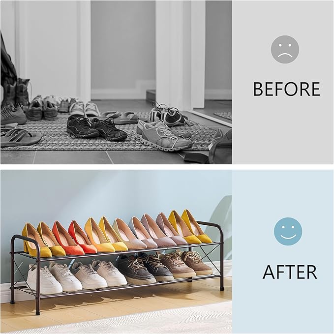 Hoctieon 2 Tier Shoe Rack for Closet, Durable Mesh Style Shoe Rack, Entryway - Image 5