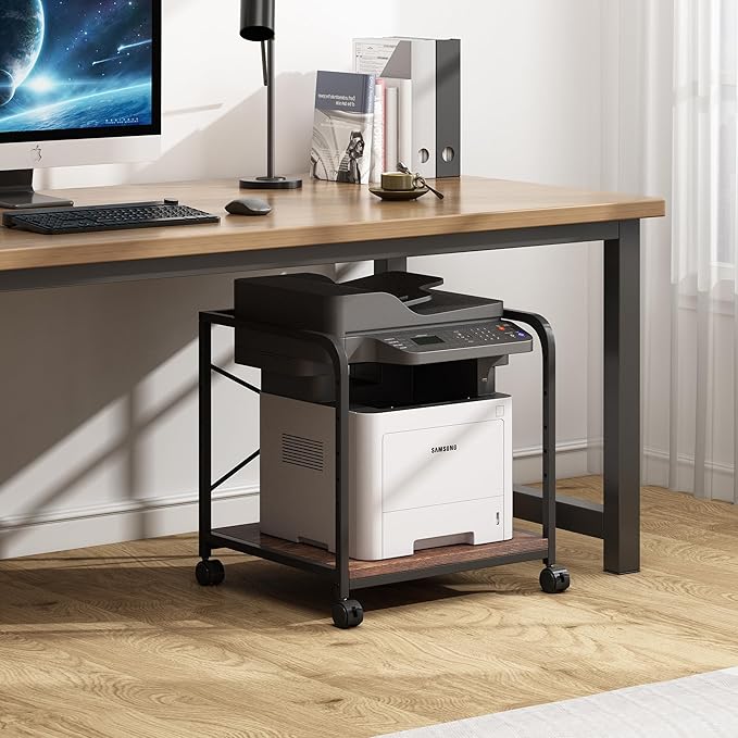 Under Desk Printer Stand, 20 Inches Deep Large Printer Table - Image 7