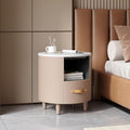 Merax Round Nightstand with Storage Drawer, MDF Contemporary Modern Bedside by Merax