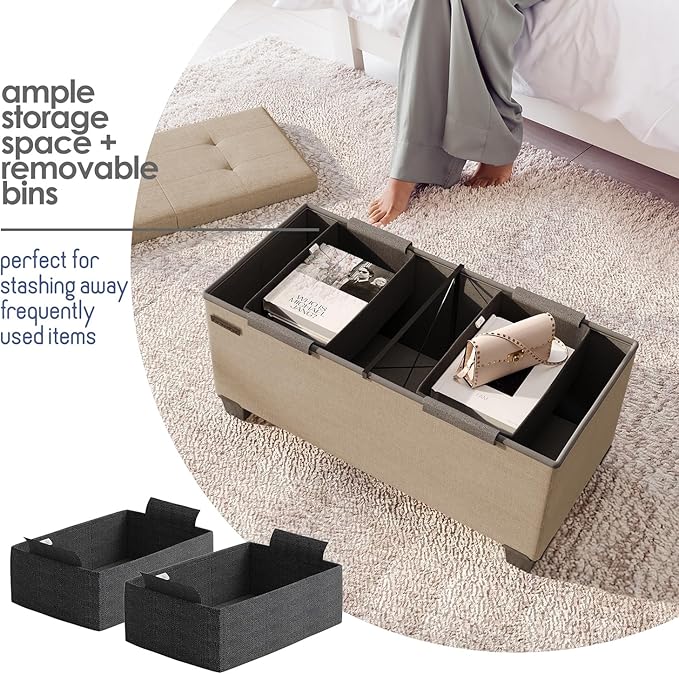 STORAGEBUD Storage Ottoman Bench - Image 3