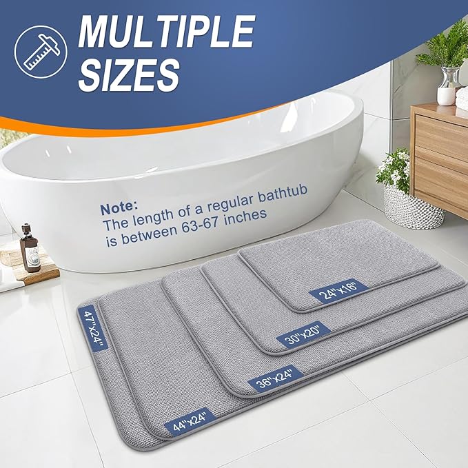OLANLY Thick Memory Foam Bath Mat Rug 47x24, Extra Soft Absorbent Bathroom Rug - Image 5