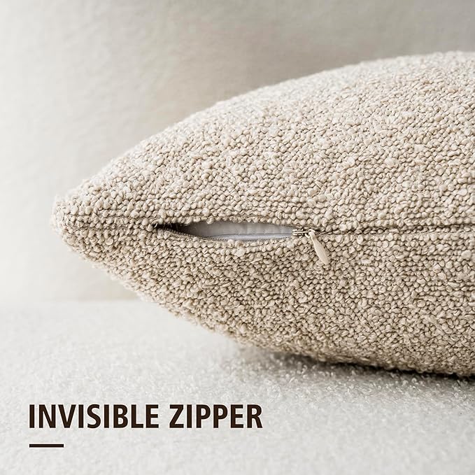 Foindtower Pack of 2 Textured Boucle Throw Pillow Covers Accent Solid Lumbar - Image 2