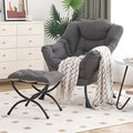 Lazy Chair with Ottoman, Modern Chair with Folding Footrest, Lounge Accent Chair by Furlide