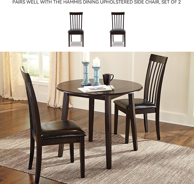 Signature Design by Ashley Hammis Round Dining Room Drop Leaf Table, Dark Brown - Image 5
