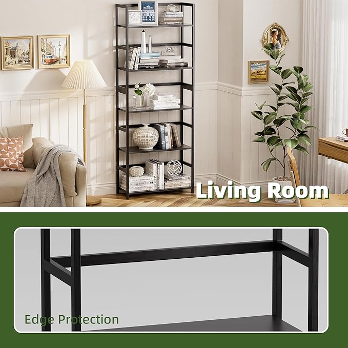 5-Tier Bamboo Wood Ladder Bookshelf, Tall Display Storage Shelf, Large Bookcase - Image 5