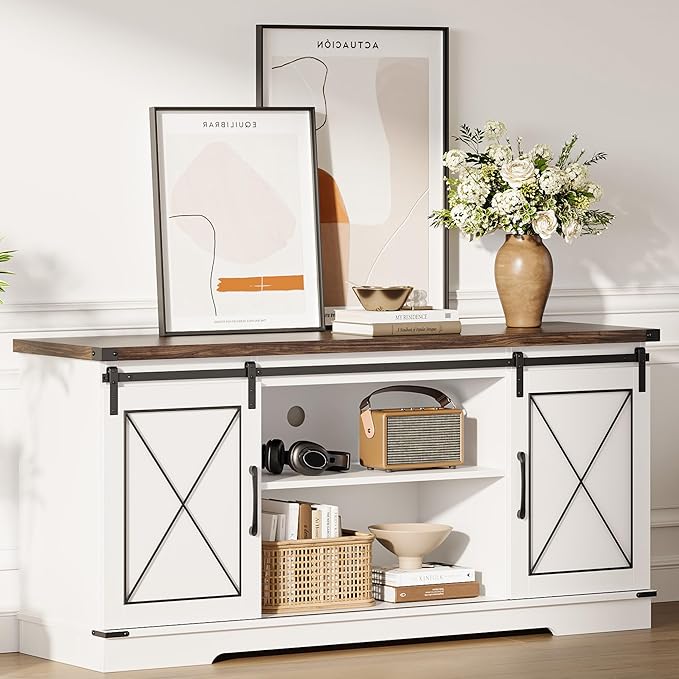 IDEALHOUSE Farmhouse TV Stand and Entertainment Center by IDEALHOUSE