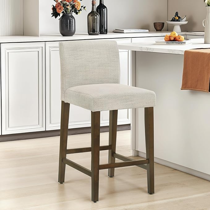 CHITA Counter Height Bar Stools Set of 2, Fabric in Ivory - Image 4