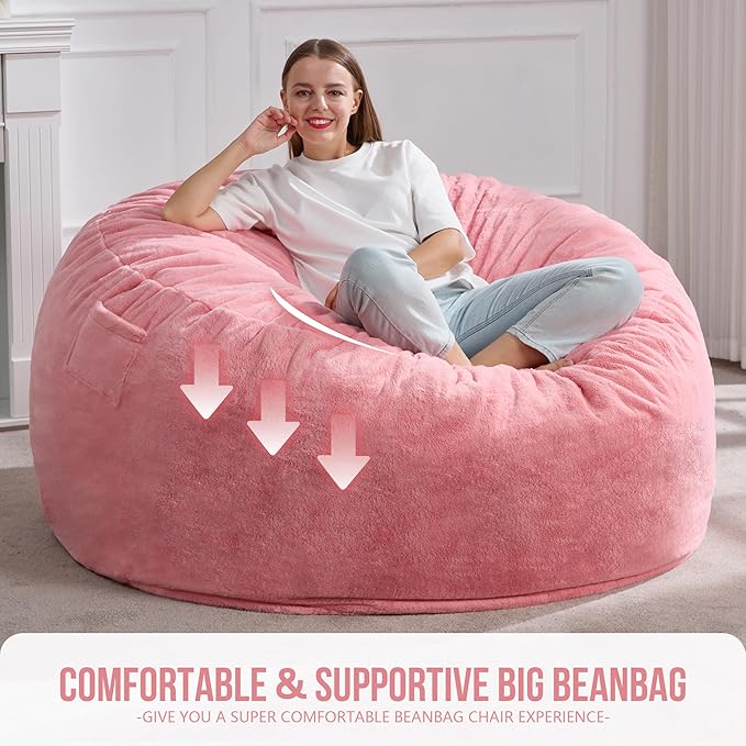 Hobestluk 5ft Bean Bag Chairs for Adults Large Beanbag Chair - Image 6