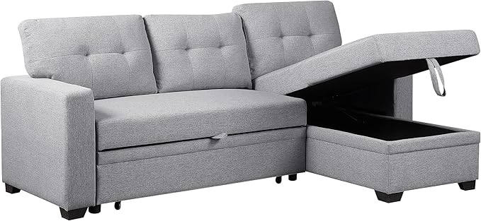 82 Inch Convertible Sleeper Sectional Sofa - Image 8
