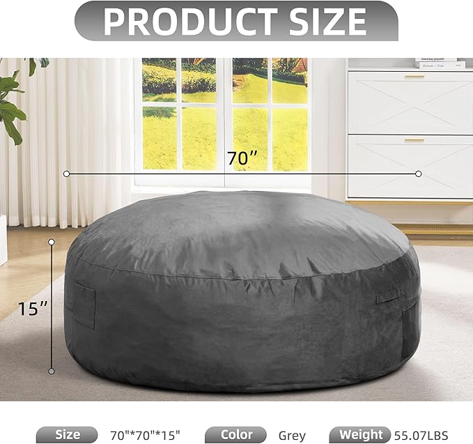 Hobestluk 6FT Bean Bag Chair Bean Bag Chairs - Image 2