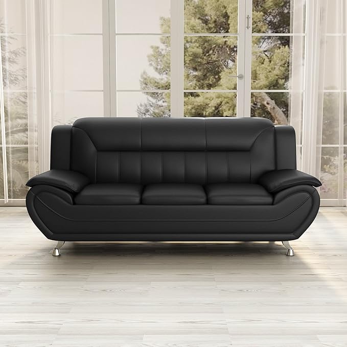 Container Furniture Direct Michael Modern Faux Leather Upholstered Stainless - Image 20