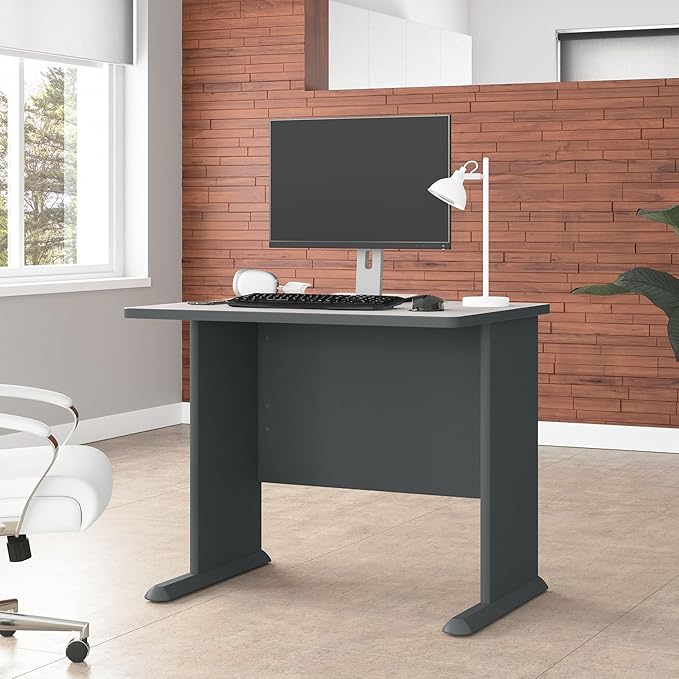Bush Business Furniture Series A 36W Small Desk in White Spectrum and Slate - Image 2