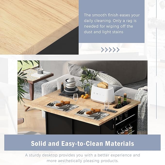 Merax Rubber Wood Kitchen Island - Image 5