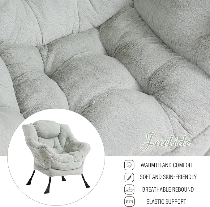 Lazy Chair with Ottoman, Modern Chair with Folding Footrest, Lounge Accent Chair - Image 8