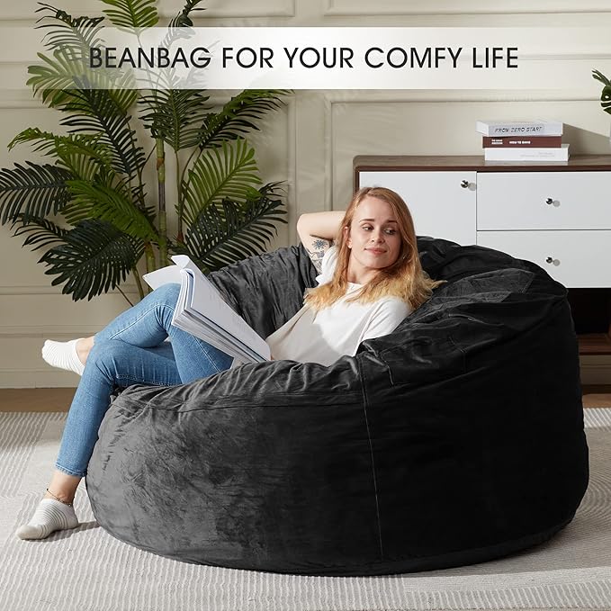 HABUTWAY Bean Bag Chair: Giant 5' Memory Foam Furniture Bean Bag Chairs - Image 6