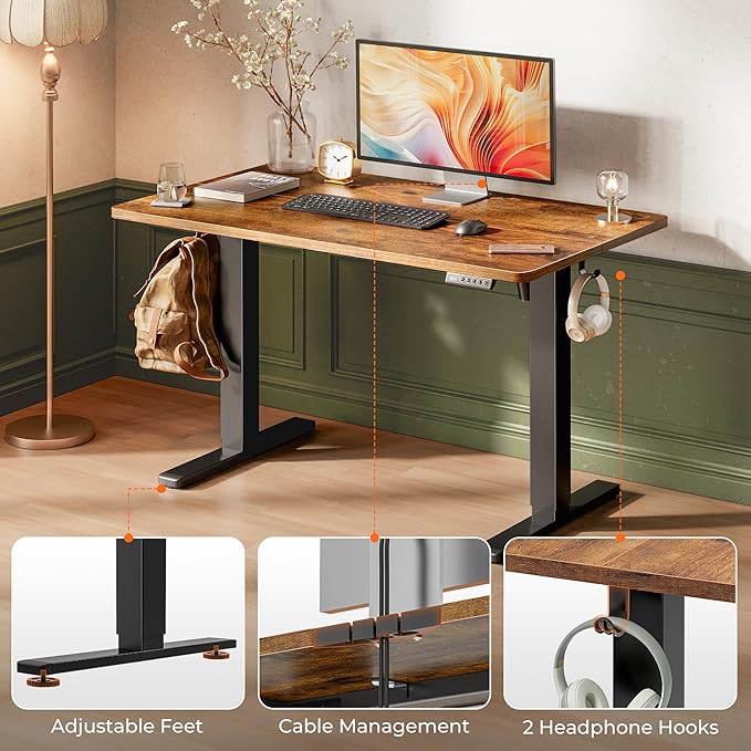 Huuger 48 x 28 Large Electric Standing Desk, Height Adjustable Desk, 27.6" Deep - Image 7