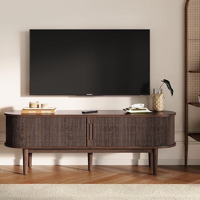 LINSY 58" Fluted TV Stand, Modern Entertainment Center by Linsy