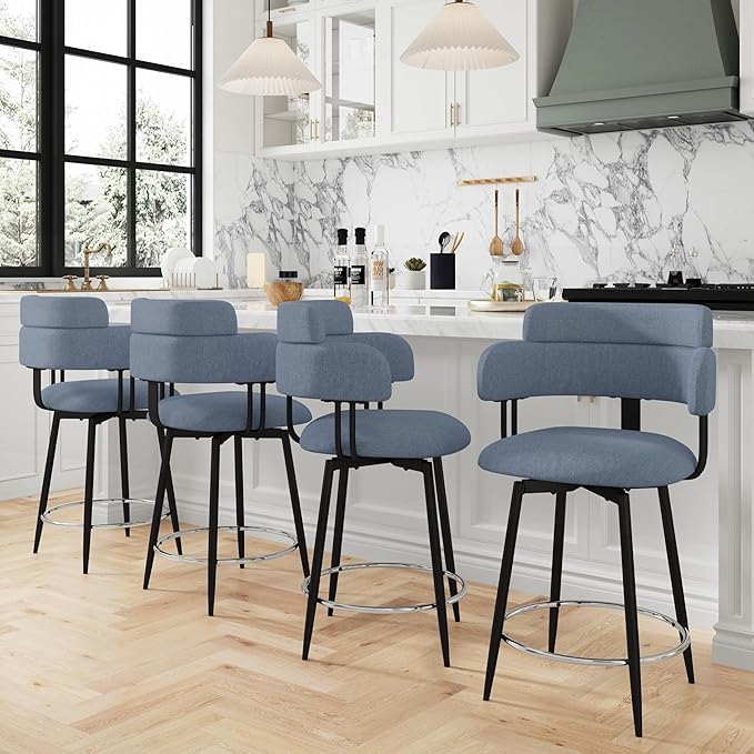 Swivel Bar Stools Set of 2, Counter Height Bar Stools - Image 3