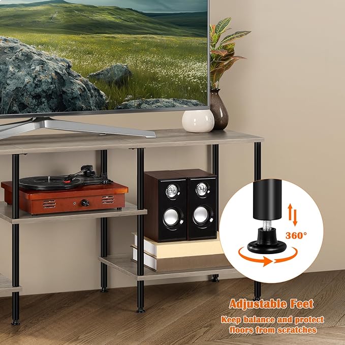 50 Inch TV Stand for Bedroom Rustic Grey Entertainment Center - Image 4
