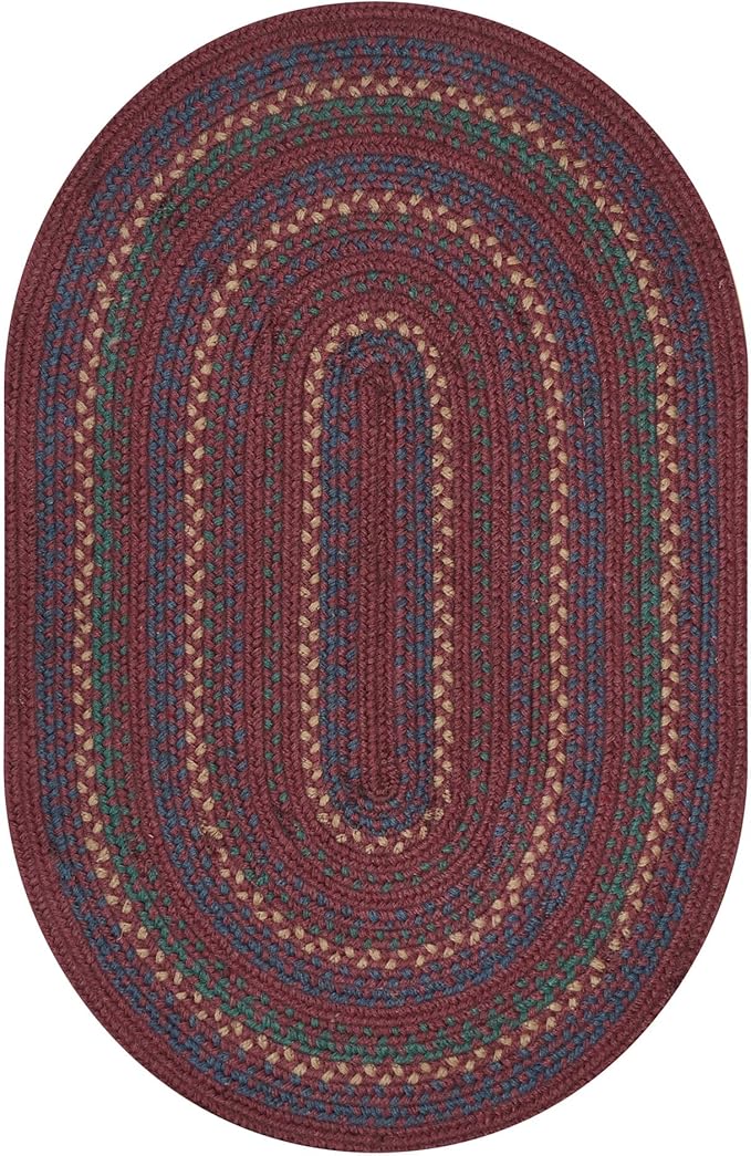 Jamestown Burgundy Braided Oval Area Rugs, 5x8' - Image 8