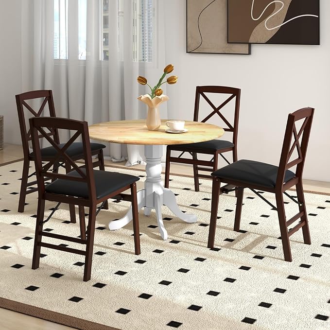 COSTWAY Round Dining Table for 4, 39-inch Wooden Kitchen Table - Image 8