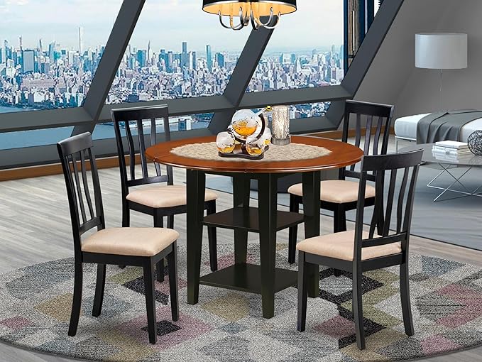 East West Furniture SUAN5-BCH-C 5 Piece Kitchen Table & Chairs Set Includes a - Image 2