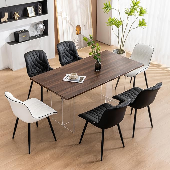 YOUNUOKE Black Dining Chairs Set of 2 Modern Upholstered Kitchen Chair - Image 5